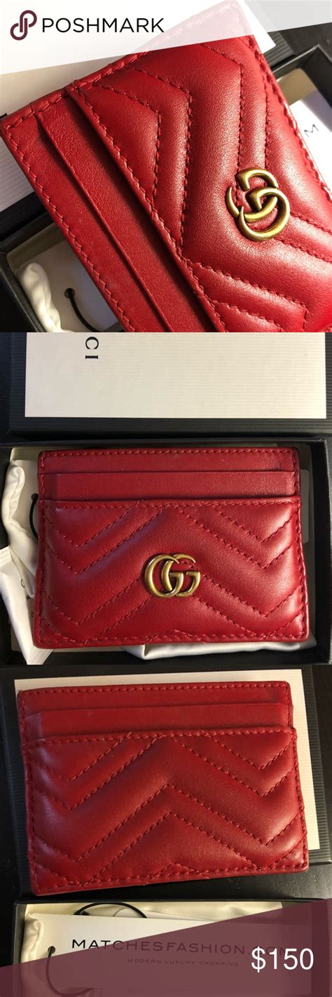 gucci gg marmont card case red|GG Marmont card case wallet.